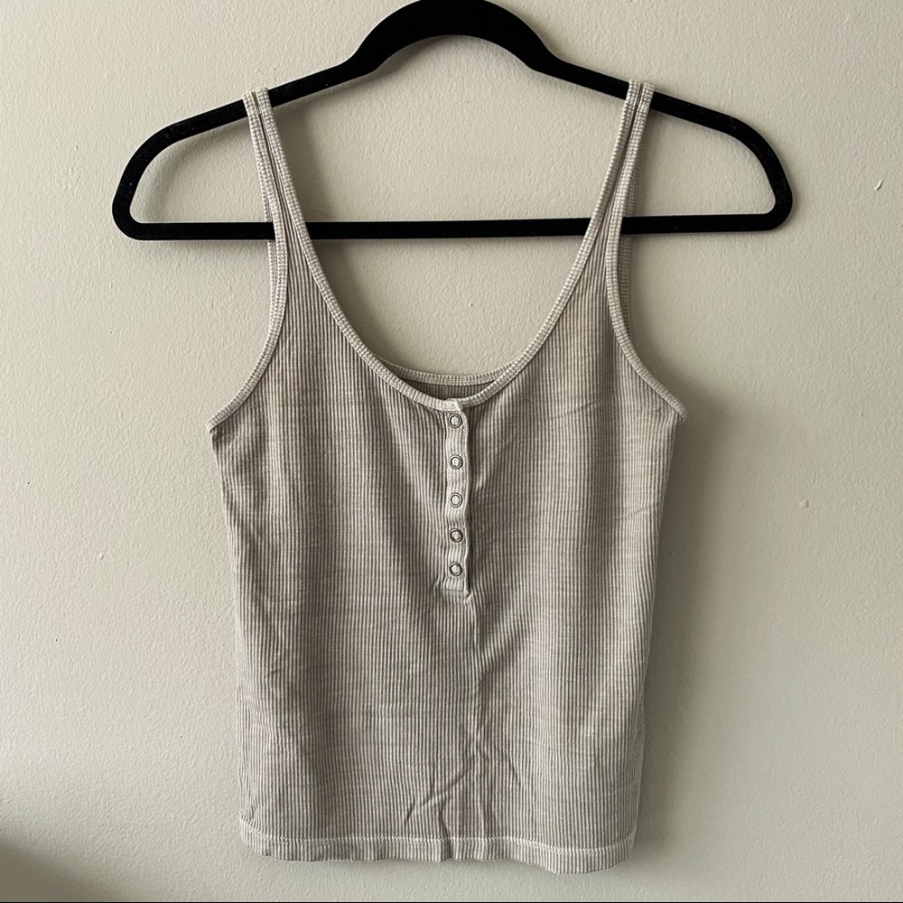 Ribbed Light Olive Green Tank Top